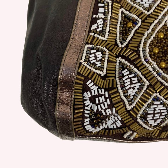 Isabella Fiore Beaded Brown Hobo Bag - Picture 7 of 9